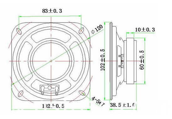 Fbs102W-3 102mm 5W 8ohm Fo-6kHz Mylar Cone Speaker (FBELE)